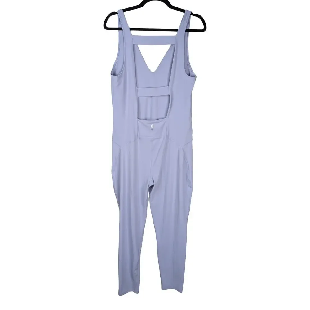 Free People Lavender V-Neck Sleeveless Jumpsuit
